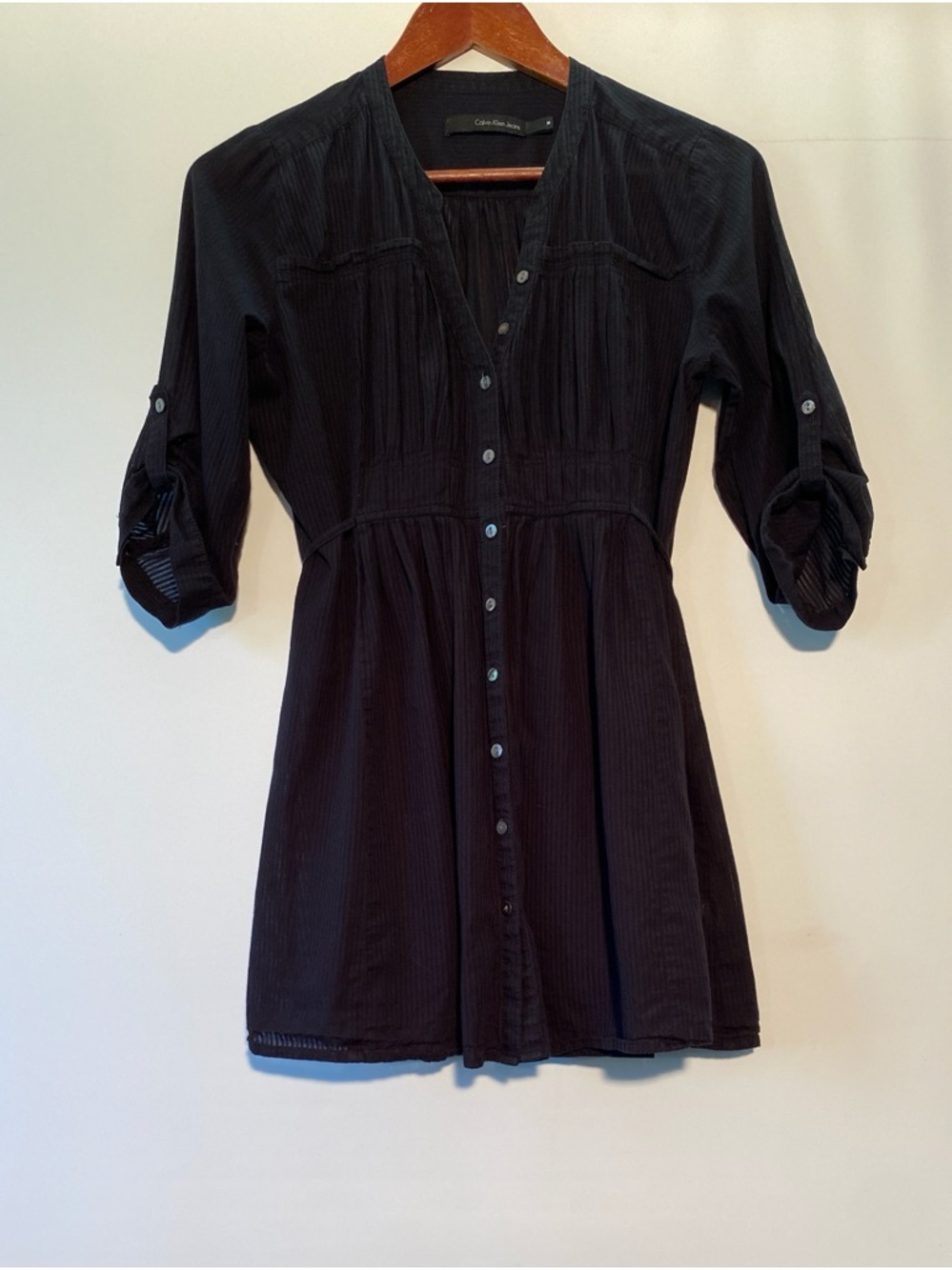 Calvin Klein Black Button-Down Tunic Blouse